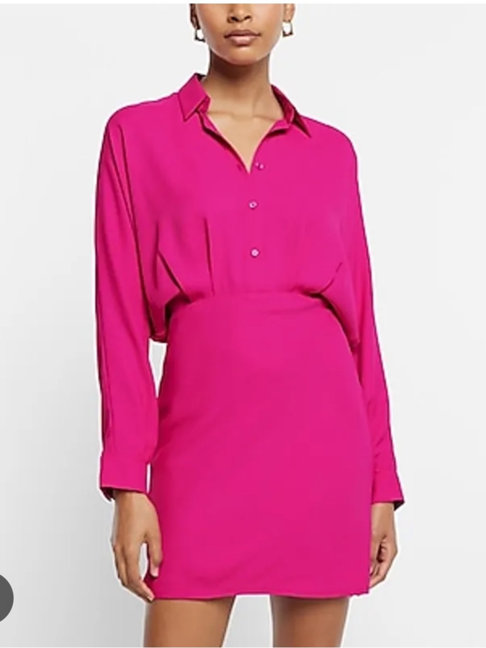 Express Collared Half Button Up Mini Portofino Shirt Dress